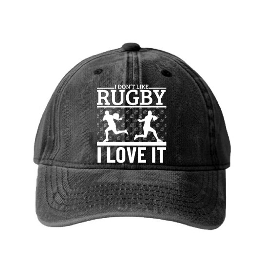 I Love Rugby Funny Rugby Player Washed Denim Baseball Caps