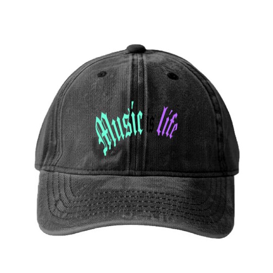 Music Is My Life Party Club Concert Sound Love Washed Denim Baseball Caps