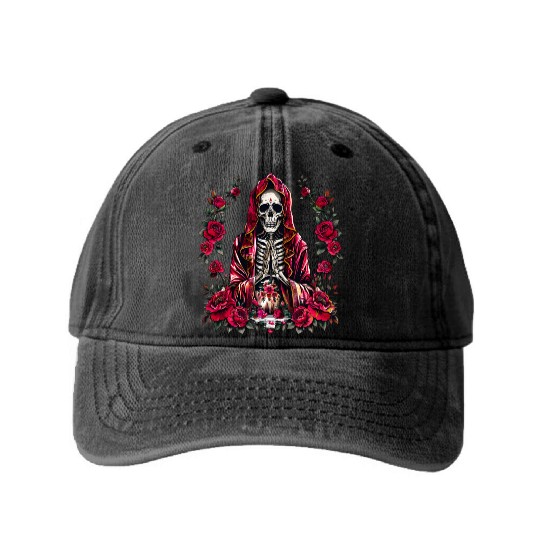 la Santa Muerte Saint Death Washed Denim Baseball Caps