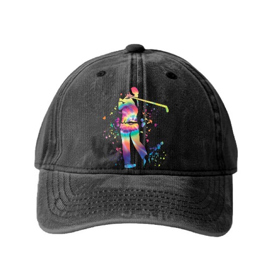 Golfer Colorsplash Kids Miniature Golf Washed Denim Baseball Caps