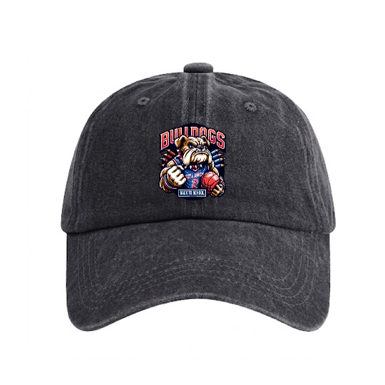 Bulldogs Mascot Back To School Team Spirit Washed Denim Baseball Caps