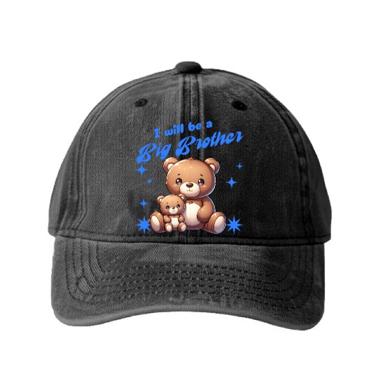 I'm Going To Be A Big Brother Cute Teddy Bears, Washed Denim Baseball Caps
