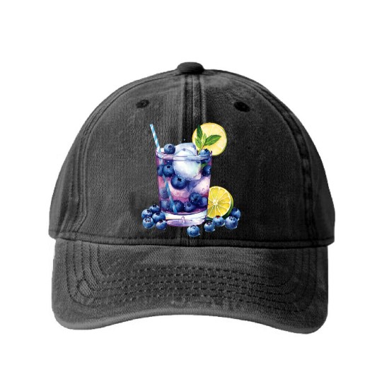 Blueberry Lemon Cocktail Washed Denim Baseball Caps