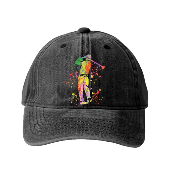 Golfer Colorsplash Kids Miniature Golf Washed Denim Baseball Caps