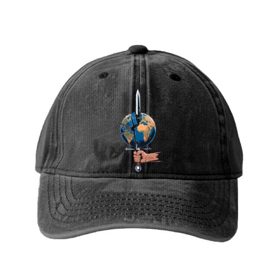 Wars destroy the earth Washed Denim Baseball Caps