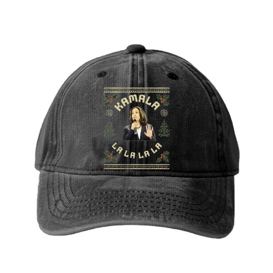 Kamala Harris singing Christmas Carol Washed Denim Baseball Caps