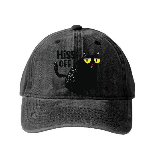 hiss off cat Washed Denim Baseball Caps