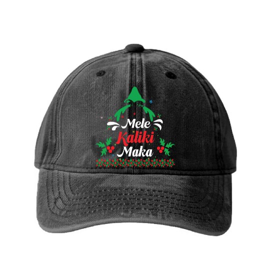 Mele Kalikimaka Washed Denim Baseball Caps For Women Hawaiian Hawaii Chri