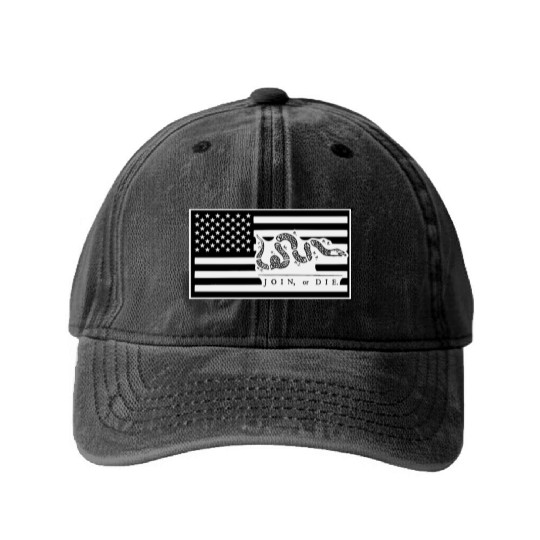 Join Or Die Flag 1776 LIKE US ON FACEBOOK # Washed Denim Baseball Caps