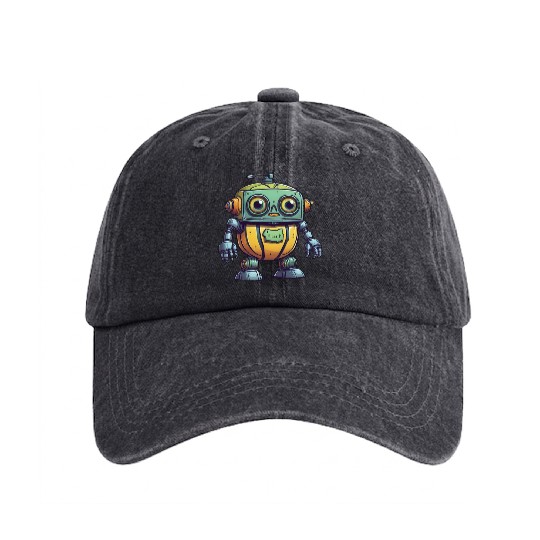 Robot Melon Washed Denim Baseball Caps