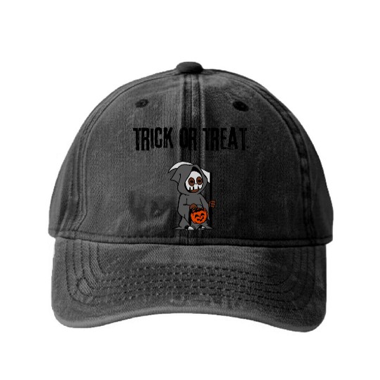Trick or Treat Washed Denim Baseball Caps