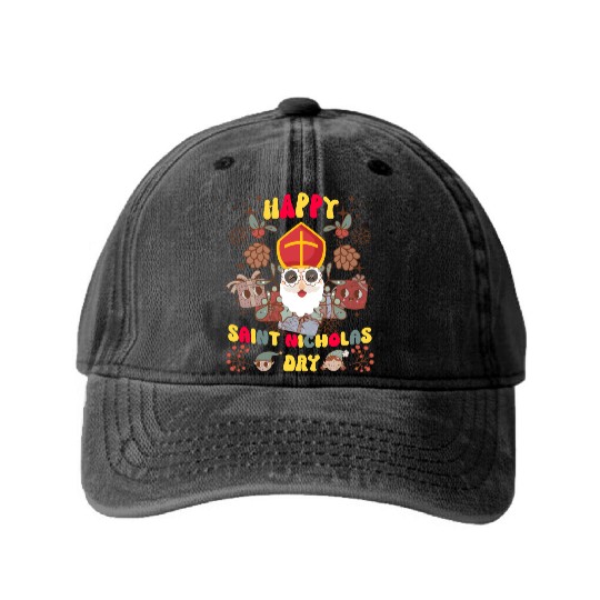 Groovy Saint Nicholas Day logo Washed Denim Baseball Caps