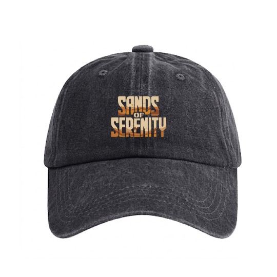 Sands of Serenity – Desert Escape Typography Washed Denim Baseball Caps
