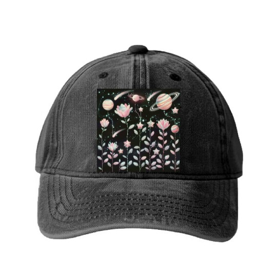 Celestial Garden Washed Denim Baseball Caps