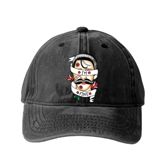 I'm Fine Beat up Gentleman Washed Denim Baseball Caps