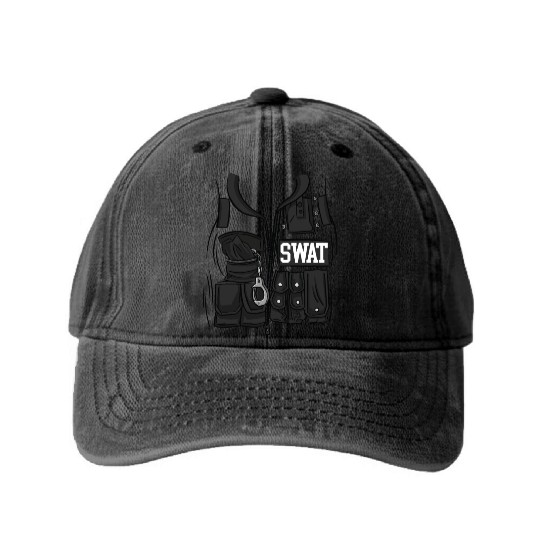 SWAT Costume Funny Halloween Costume SWAT Washed Denim Baseball Caps
