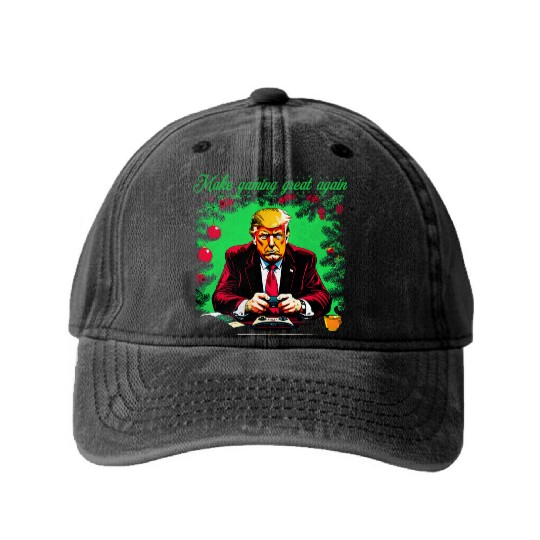 Make gaming great again Trump Christmas Washed Denim Baseball Caps