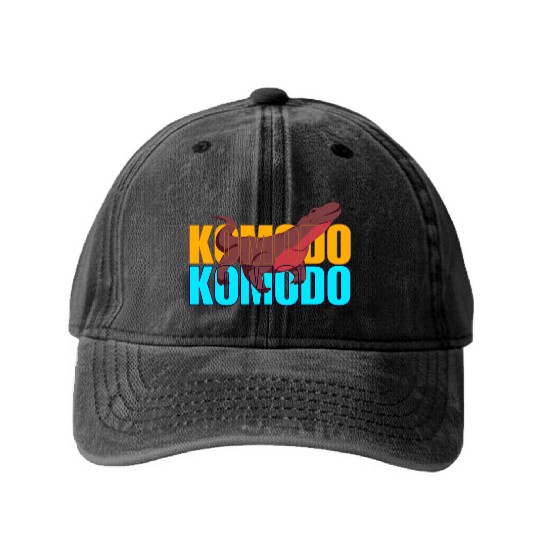 Fierce Komodo Dragon Washed Denim Baseball Caps