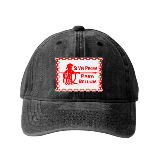 Spartan Si Vis Pacem Para Bellum LIKE US ON FB #U Washed Denim Baseball Caps