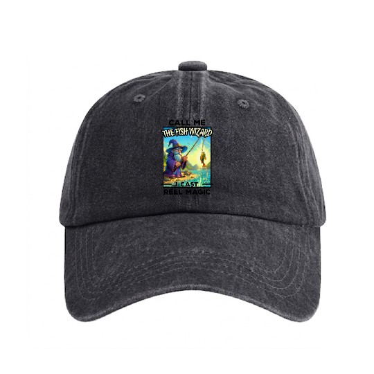 Fantasy Fishing Wizard - Reel Magic Washed Denim Baseball Caps
