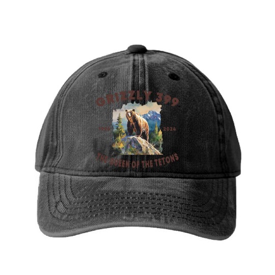 Grizzly 399 1996 - 2024, Queen of the Tetons Washed Denim Baseball Caps