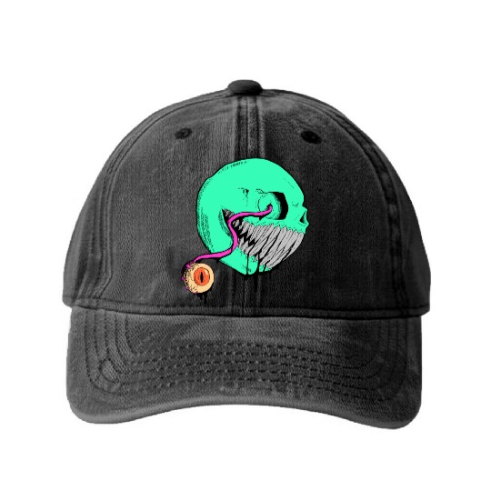 Cringe Zombie Pac Man Washed Denim Baseball Caps