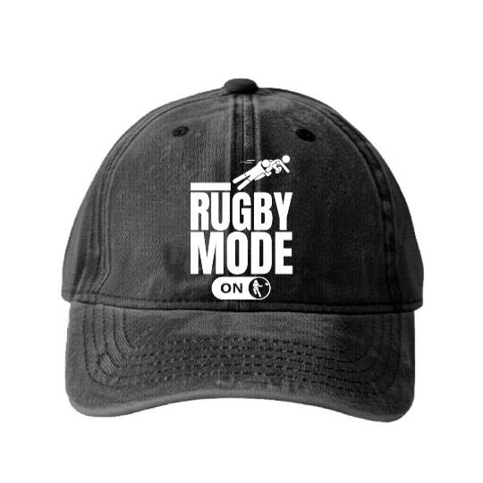 Rugby Mode On Funny Rugby Player Washed Denim Baseball Caps