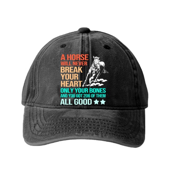 Funny Barrel Racing Cowgirl Horseback Riding Washed Denim Baseball Caps