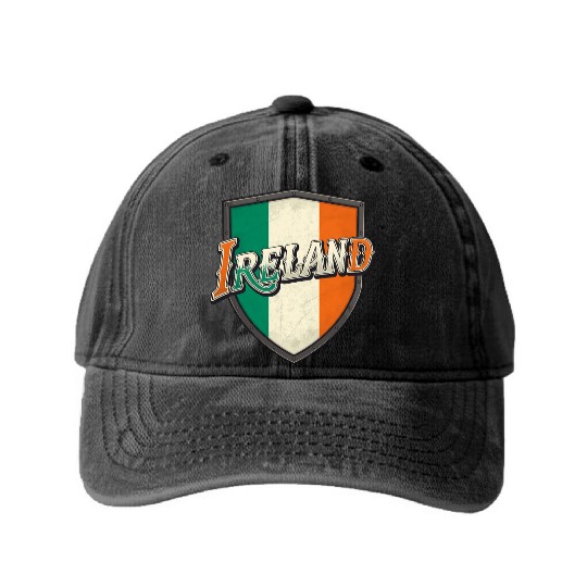 Ireland Flag Washed Denim Baseball Caps