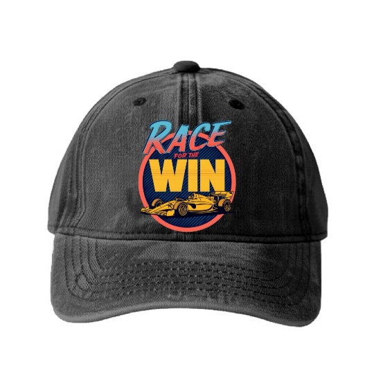 Race For The Win Washed Denim Baseball Caps