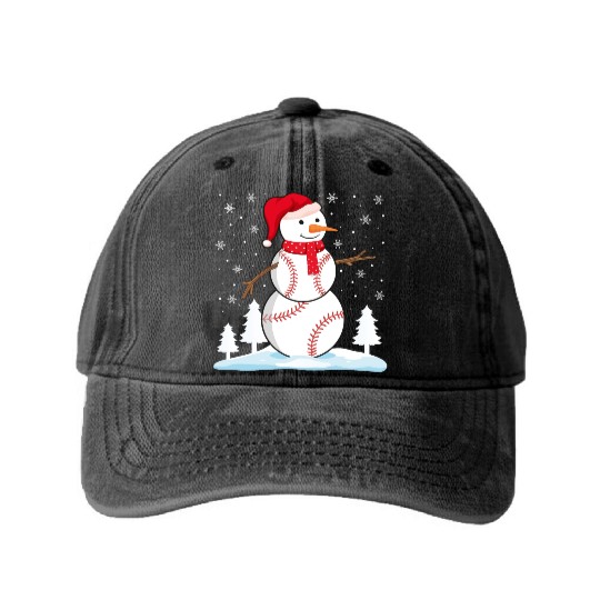 Baseball Snowman Washed Denim Baseball Caps