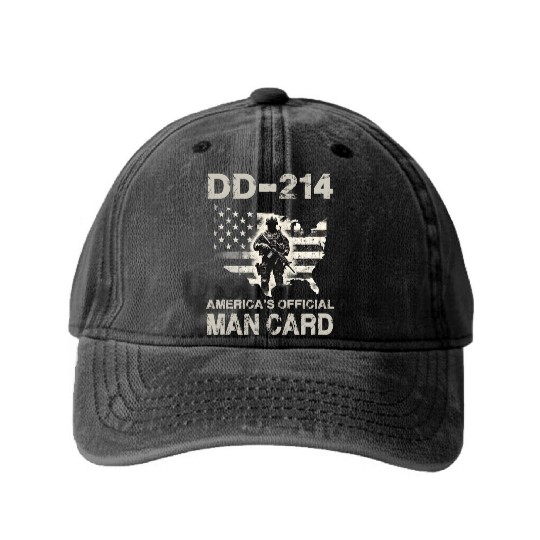 DD 214 America s Official Man Card Washed Denim Baseball Caps