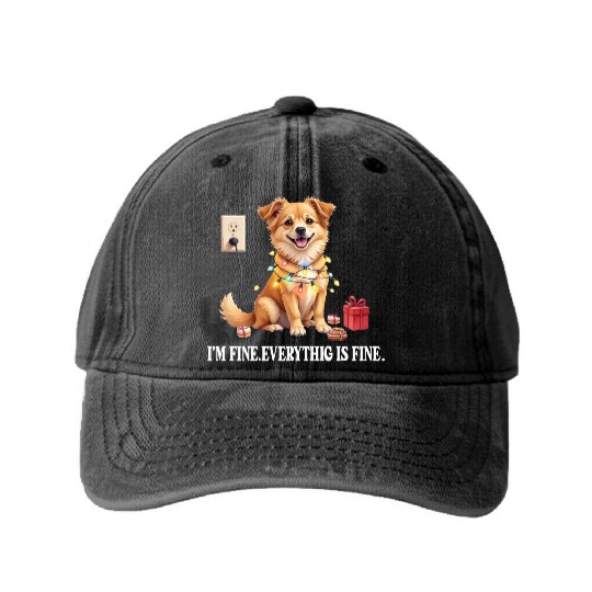 COOL CHRISTMAS DOG png1 Washed Denim Baseball Caps