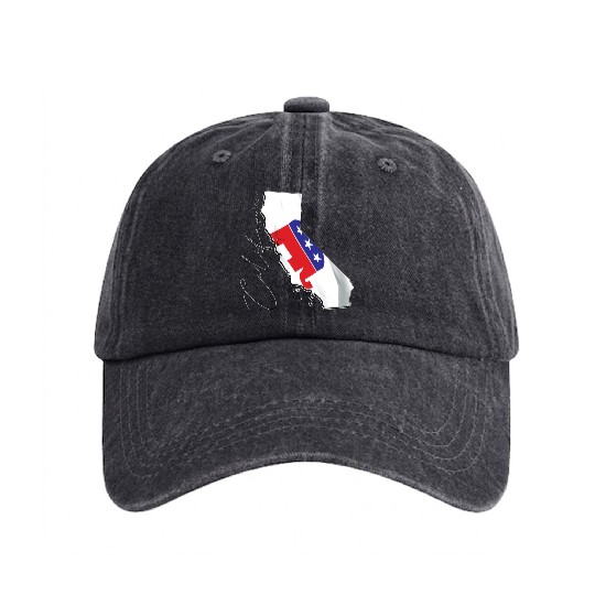 Republican Flag in California State Map CA Washed Denim Baseball Caps