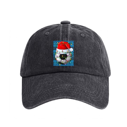 Football Christmas Lights Washed Denim Baseball Caps