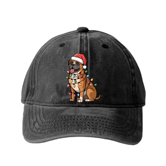 Cane Corso Christmas Lights Xmas Dogs Gifts Washed Denim Baseball Caps