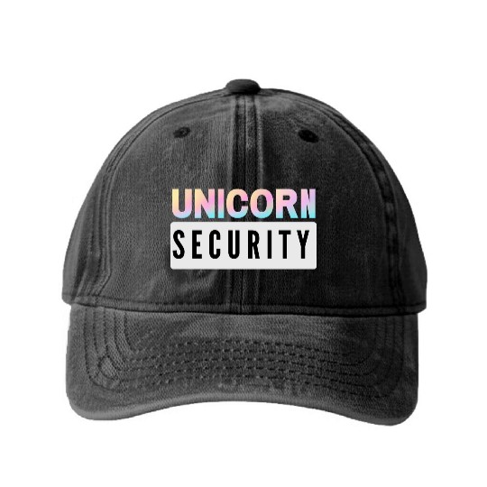 Unicorn Security - Mom Dad Daughter Adult Kids Washed Denim Baseball Caps
