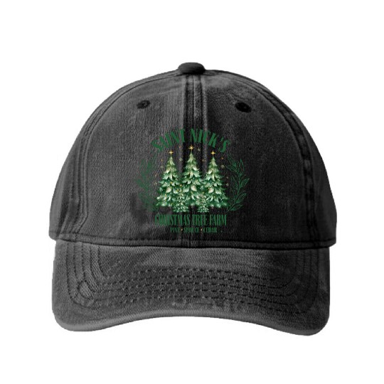 SAINT NICKS CHRISTMAS TREE FARM Washed Denim Baseball Caps