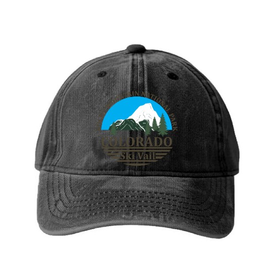Vail Colorado ski resort Washed Denim Baseball Caps