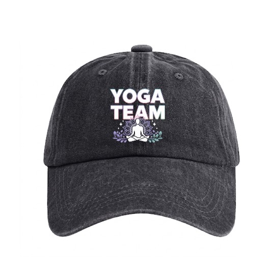 Meditative Lifestyle Yoga Enthusiasts Icon Design Washed Denim Baseball Caps