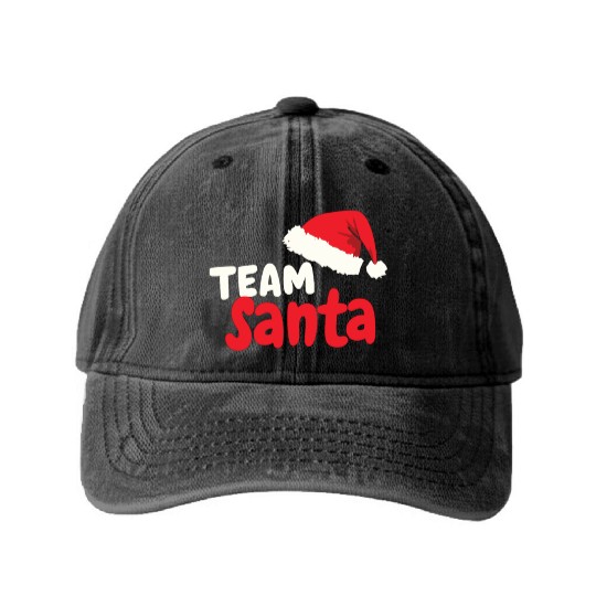 Team Santa Santa Claus Christmas Santa Claus Washed Denim Baseball Caps