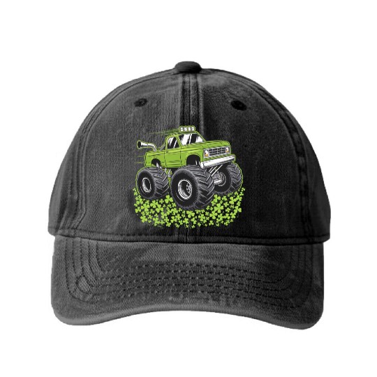 Boys St Patricks Day Toddler Lucky Monster Truck Washed Denim Baseball Caps