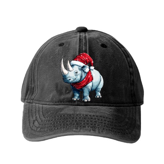 Rhinos Christmas Washed Denim Baseball Caps