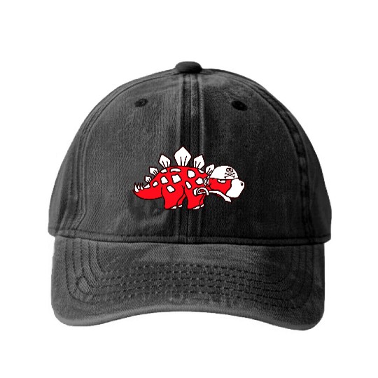 Stegosaurus Dinosaur Sabre Pirate Captain Dino Fun Washed Denim Baseball Caps