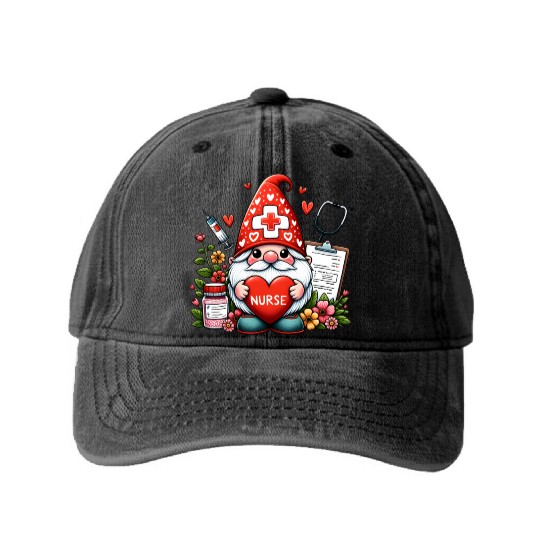 Gnome Valentines, Valentine Retro Washed Denim Baseball Caps