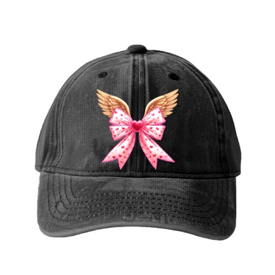 Cupid Bow, Valentine Retro Washed Denim Baseball Caps