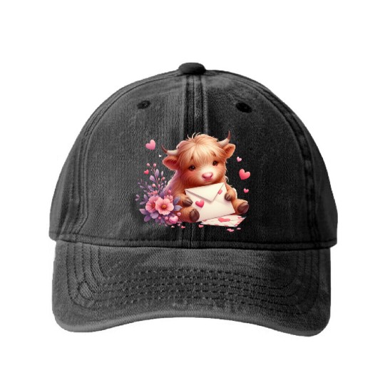 Valentine Retro, Happy Valentines Day Washed Denim Baseball Caps