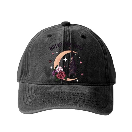 Batty For You, Valentine Retro Washed Denim Baseball Caps