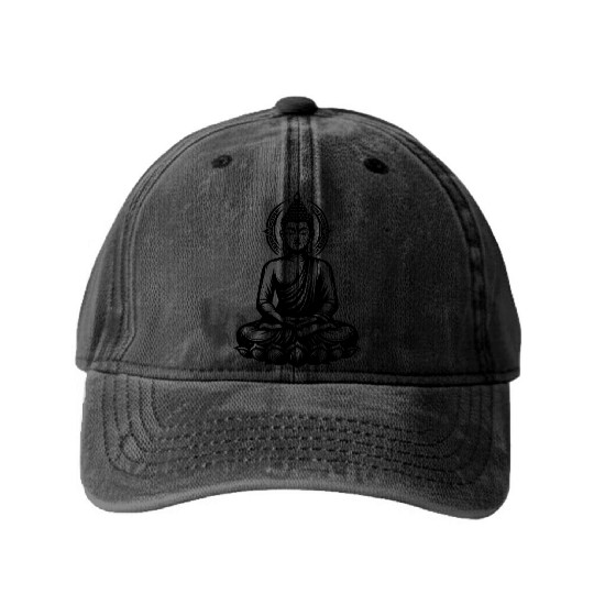 Meditation Harmonie Yoga Buddha Thai Tattoo Style Washed Denim Baseball Caps