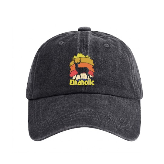 Elk Hunting Elkaholic Hunters Washed Denim Baseball Caps